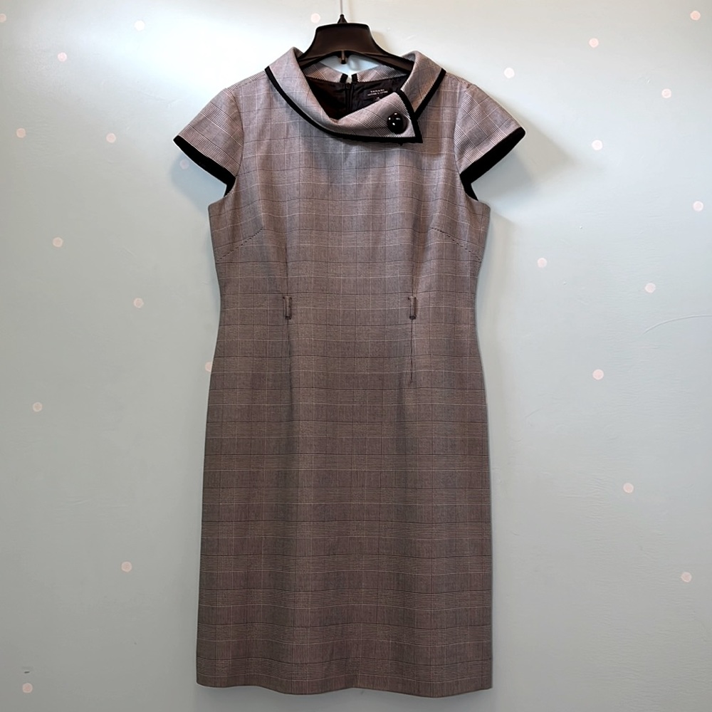 Tahari black white plaid dress